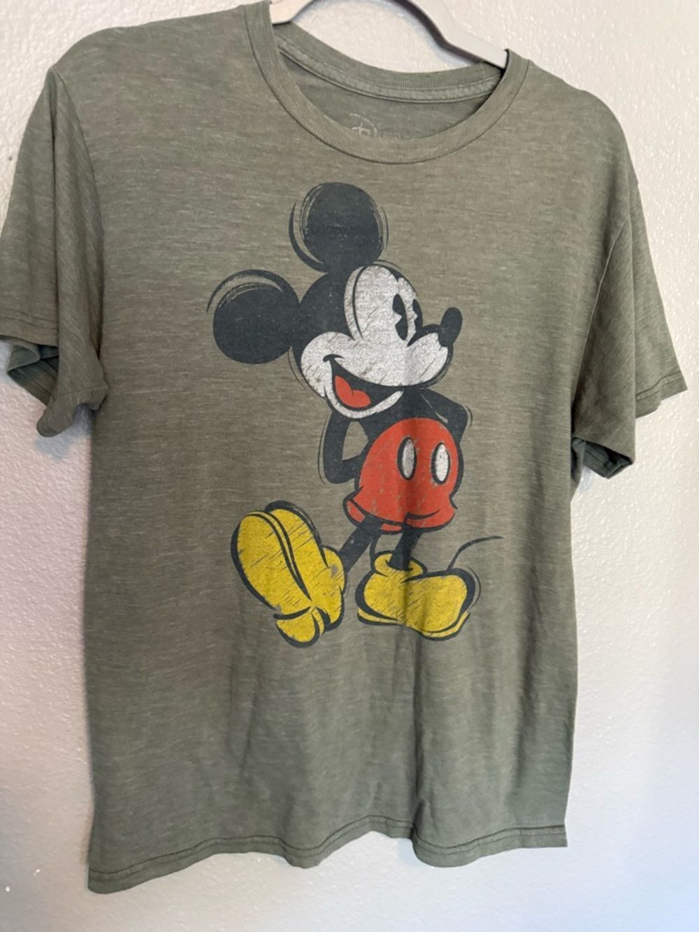 Classic Mickey Mouse Graphic Tee - Olive & Multi Size M